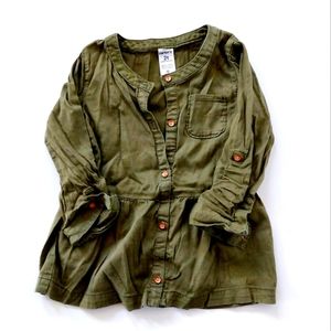 Olive Long‎ Sleeve Peplum Blouse size 2T Carters